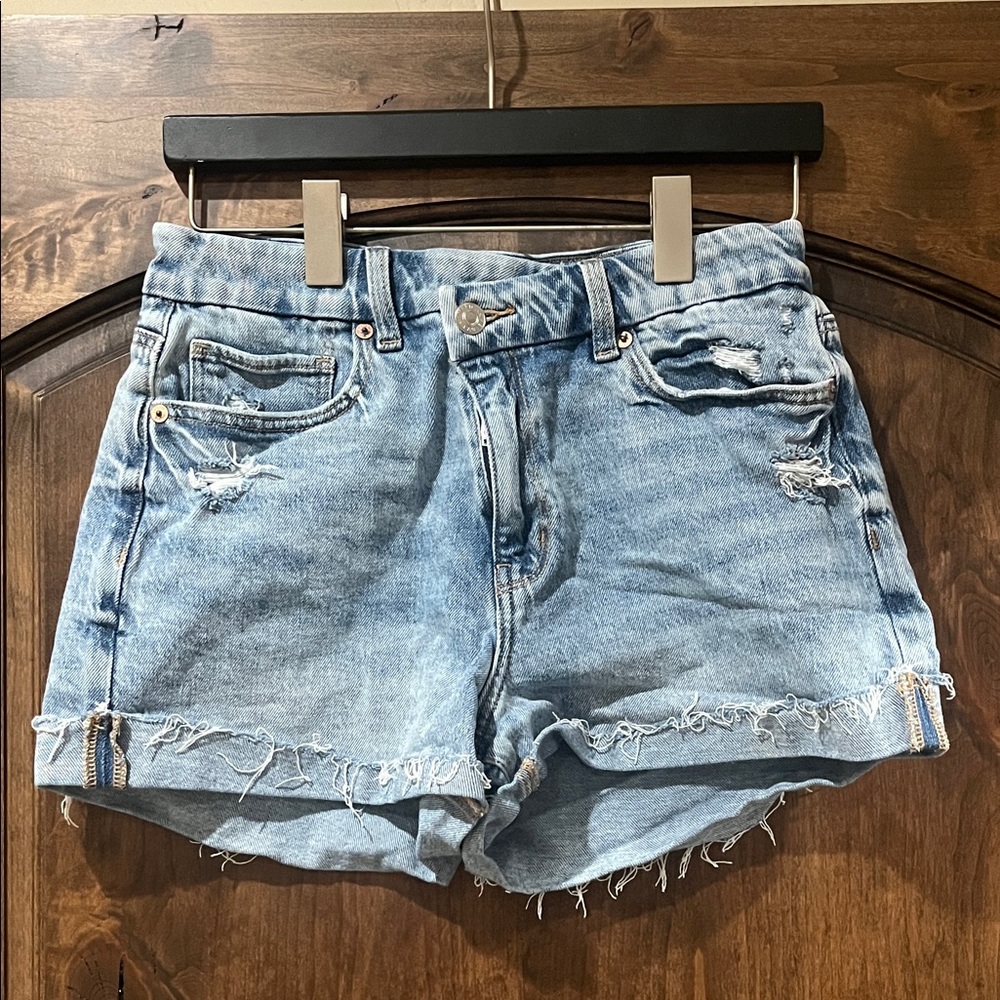 American Eagle Outfitters Light Blue Distressed Jean Shorts